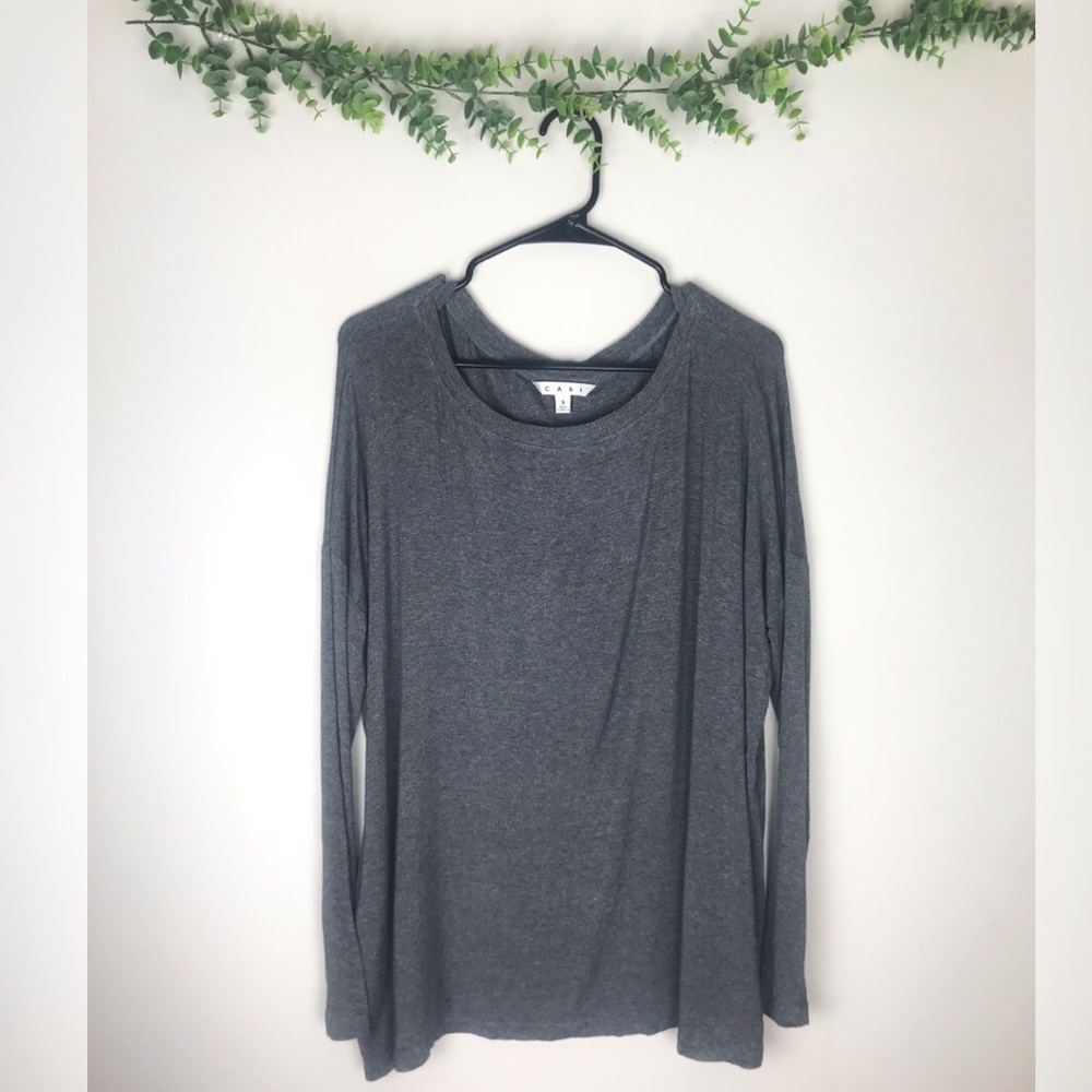 CAbi Oversized Long Sleeve Gray Tee